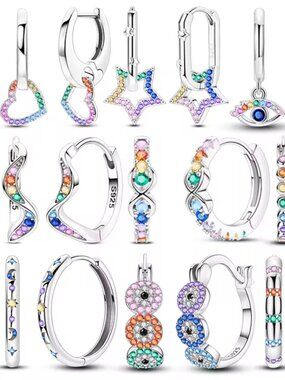 Pandora Mini Flower Pansy Earrings Blue Glazed 925 Sterling Silver Studs